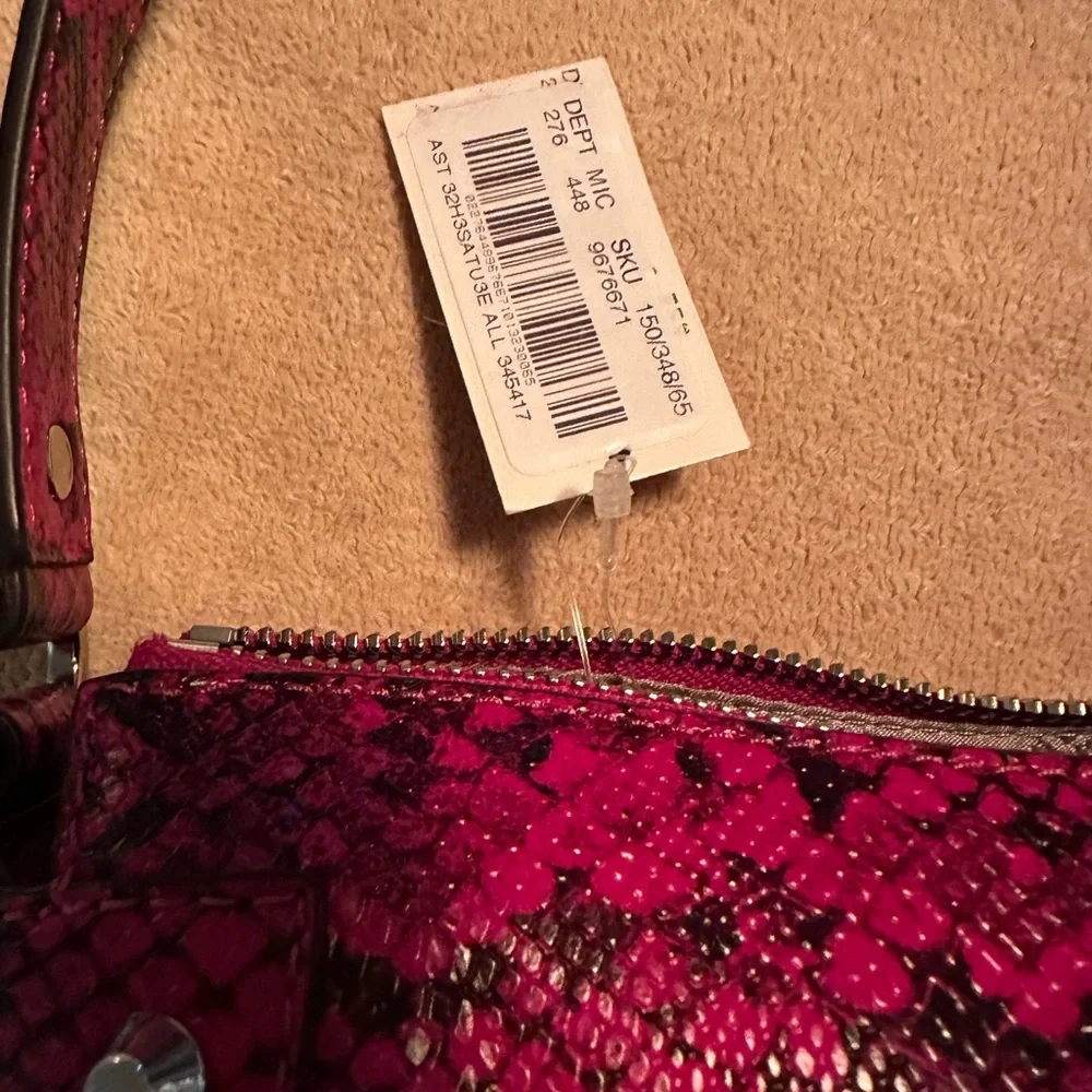 Michael Kors Hot Pink Snakeskin-Print Shoulder Bag